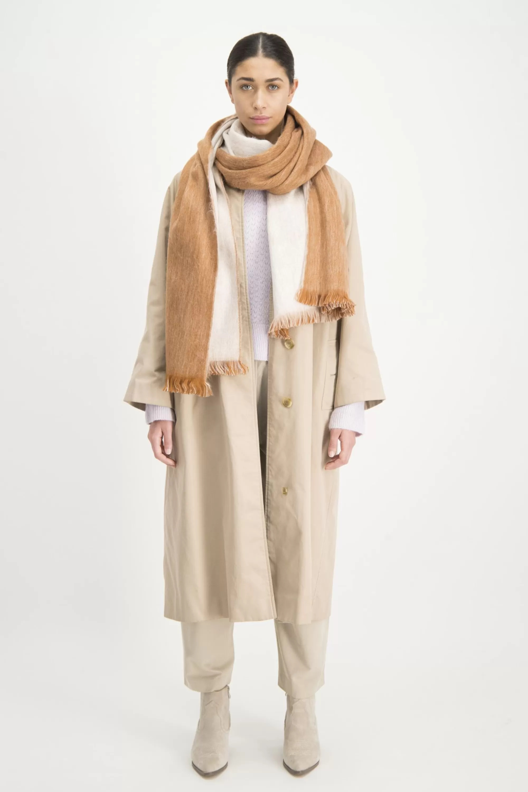 Store Double Scarf Rusty/Natural Sjaals