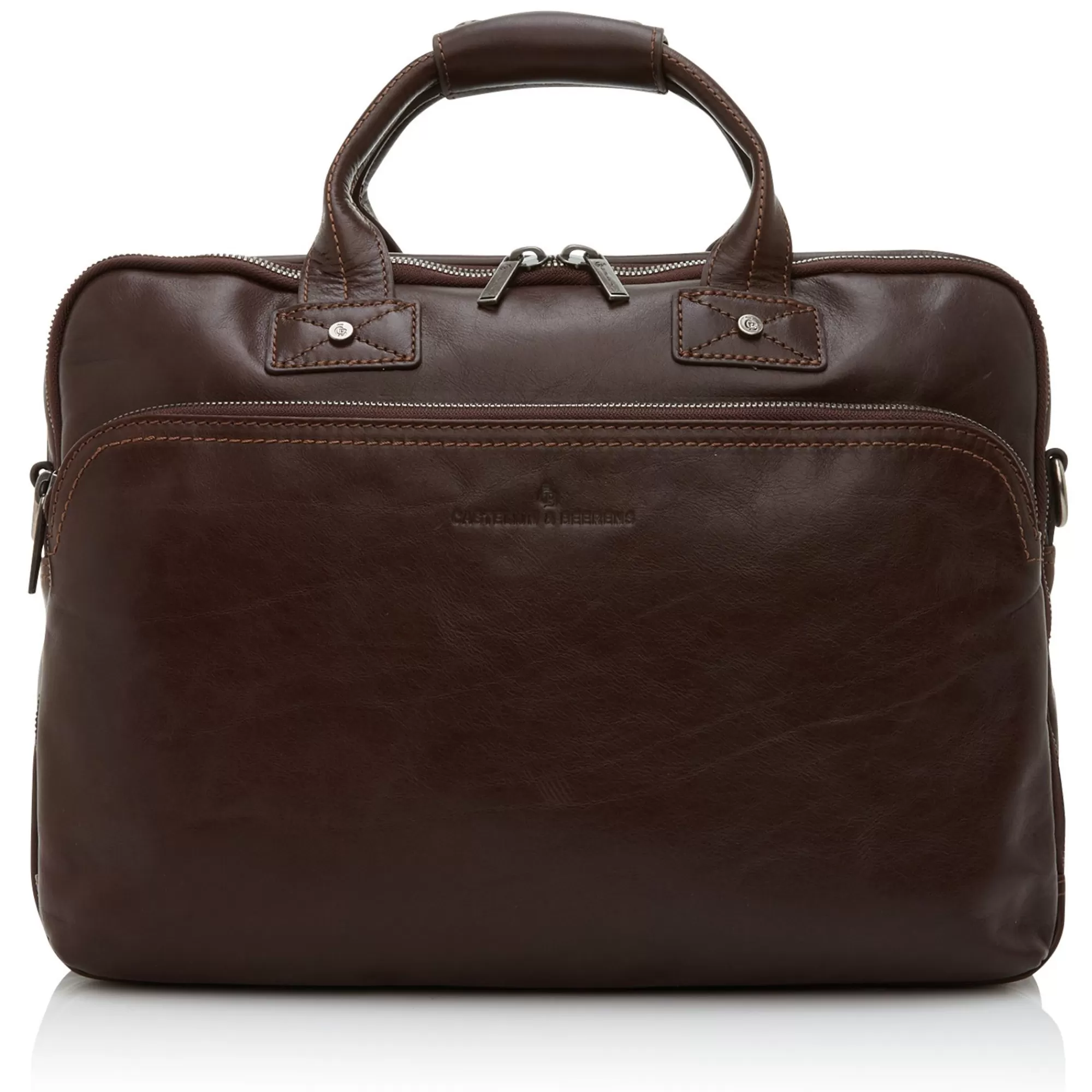 Outlet Firenze Laptop Bag 15.6" + Tablet Double Zip Mocca Laptoptassen