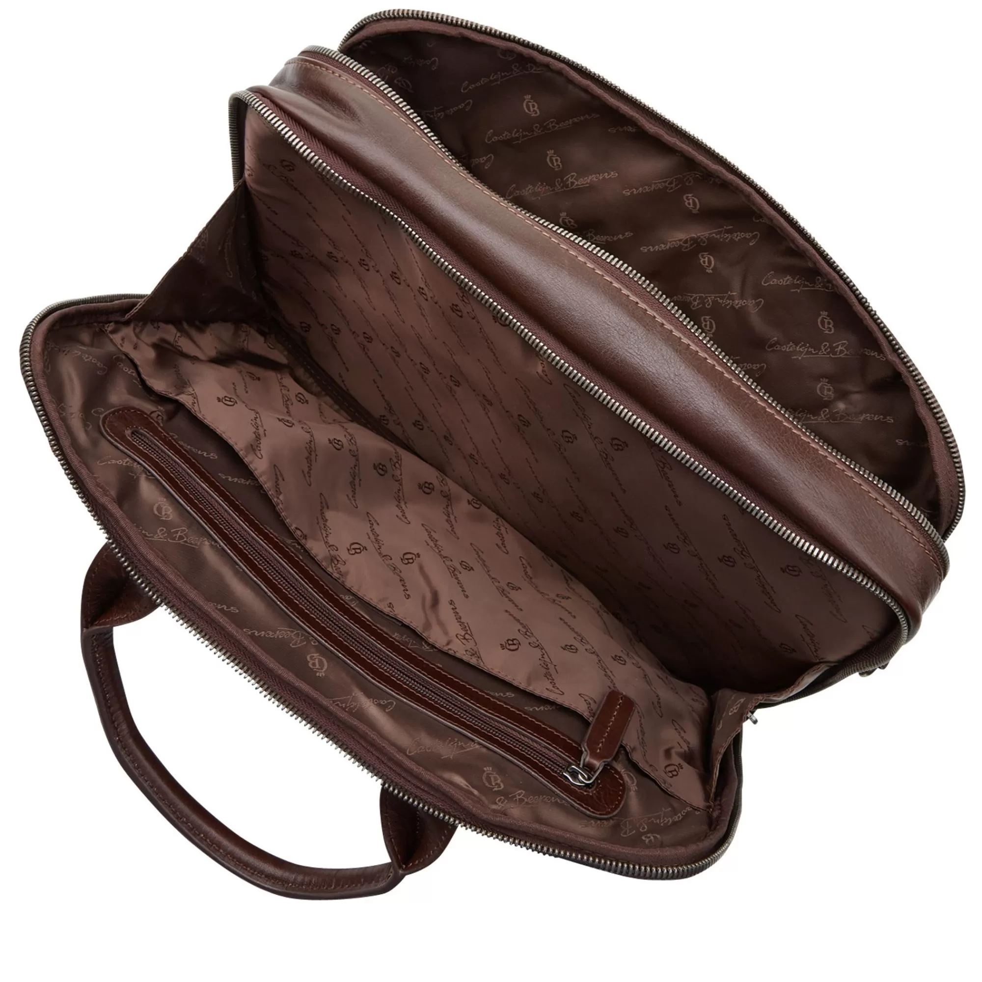 Outlet Firenze Laptop Bag 15.6" + Tablet Double Zip Mocca Laptoptassen
