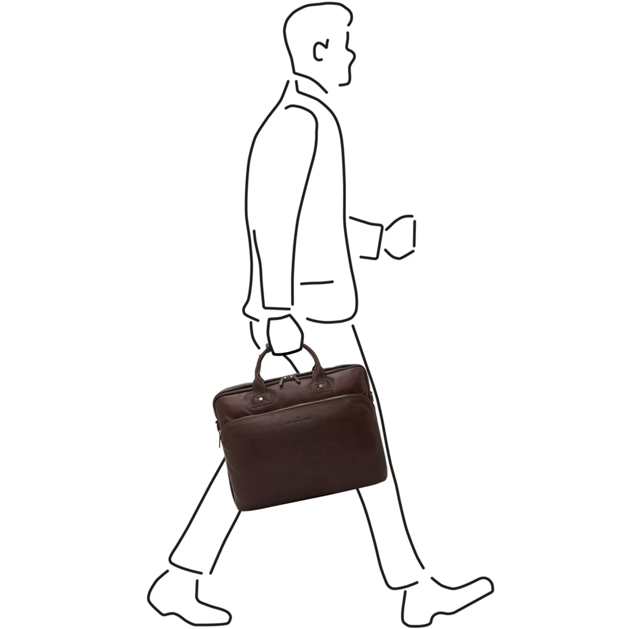 Online Firenze Laptop Bag 17" + Tablet Double Zip Mocca Laptoptassen