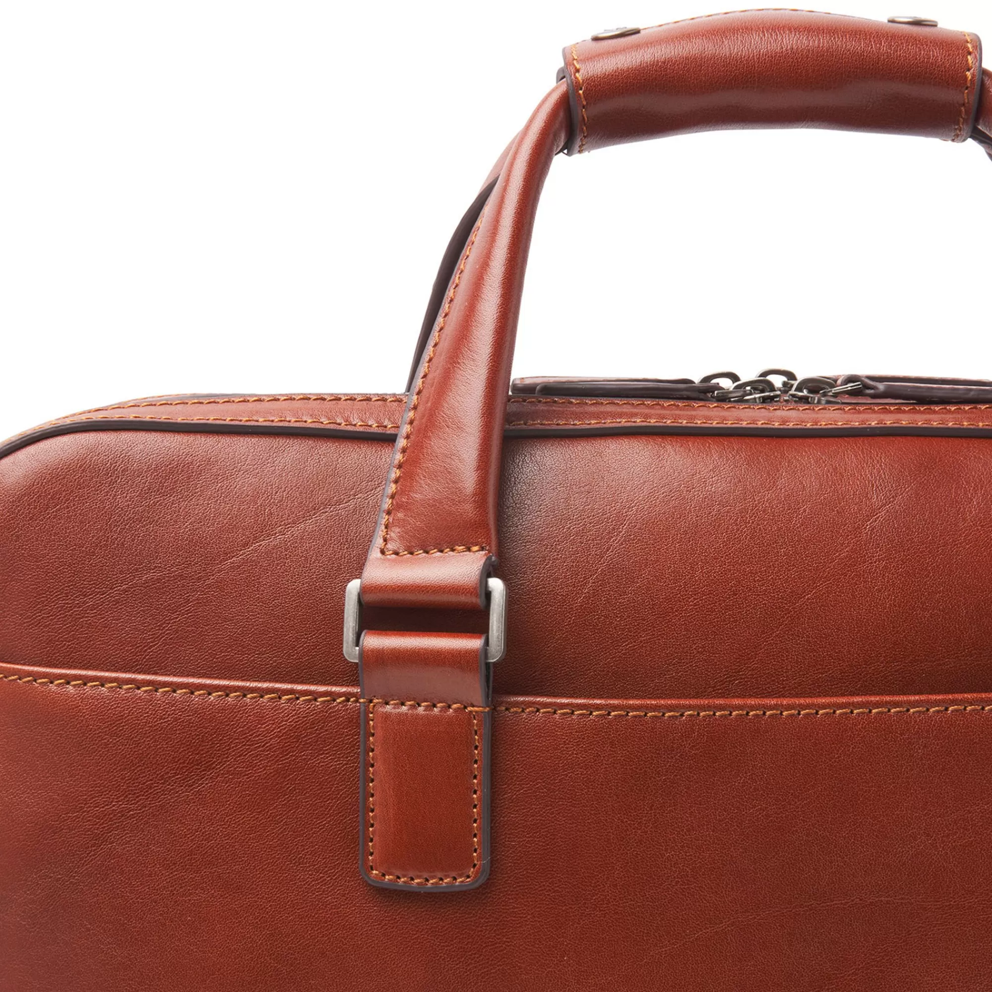 Online Gaucho Paul Laptop Bag 15.6" Double Zip Cognac Laptoptassen