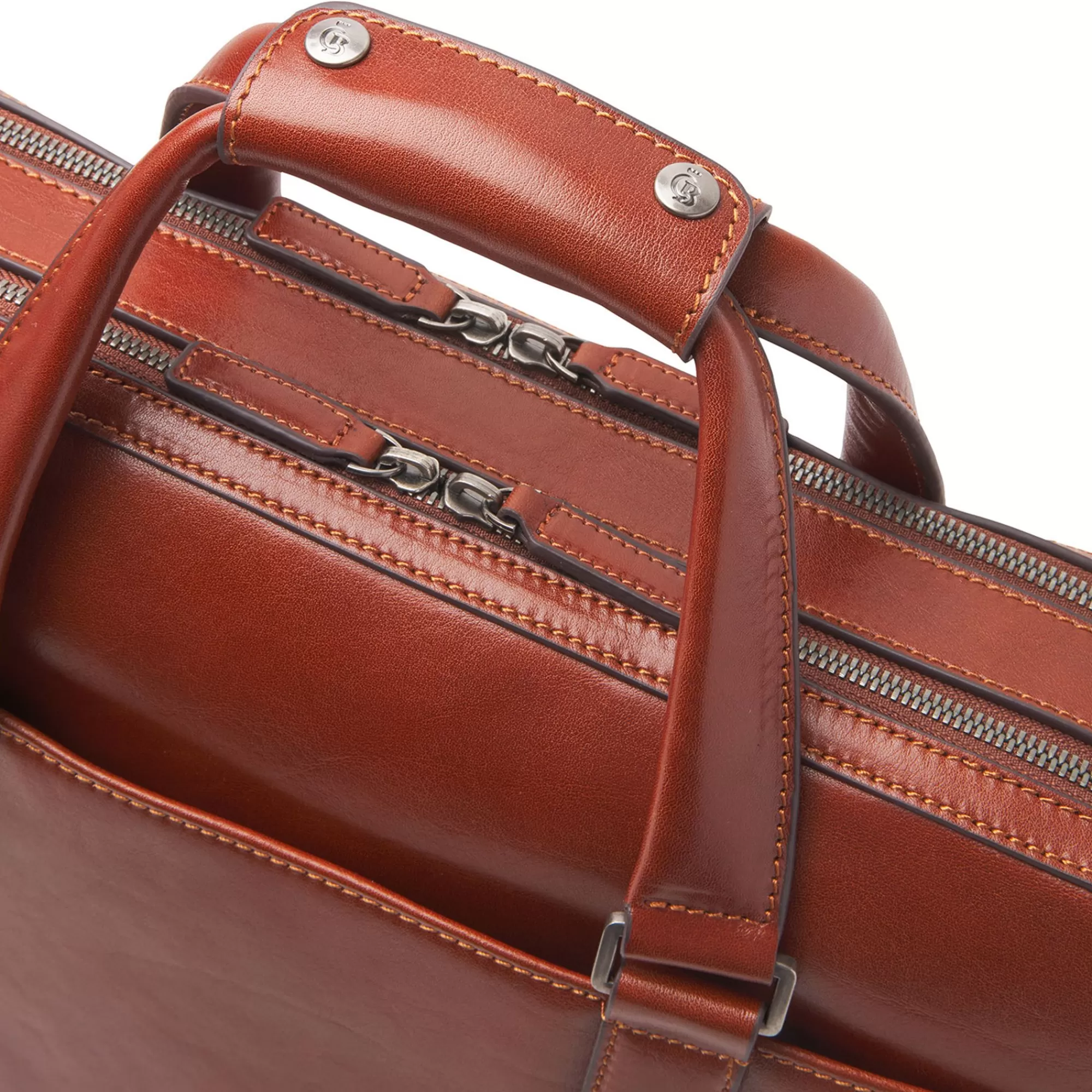 Online Gaucho Paul Laptop Bag 15.6" Double Zip Cognac Laptoptassen