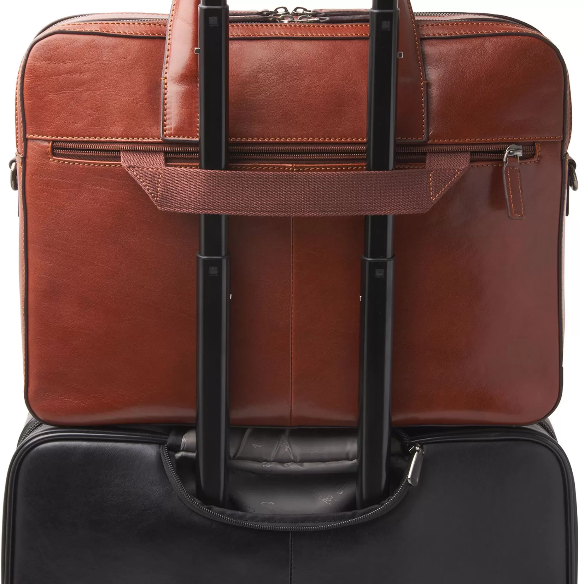 Online Gaucho Paul Laptop Bag 15.6" Double Zip Cognac Laptoptassen
