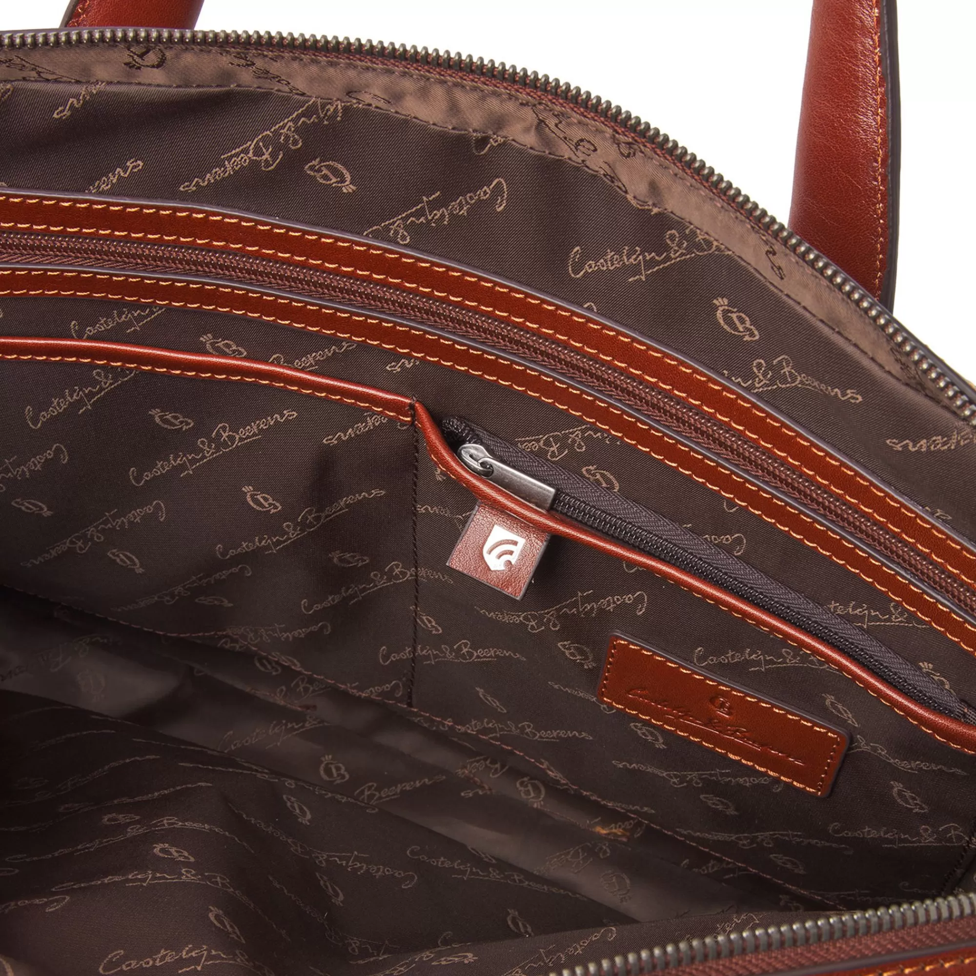 Online Gaucho Paul Laptop Bag 15.6" Double Zip Cognac Laptoptassen