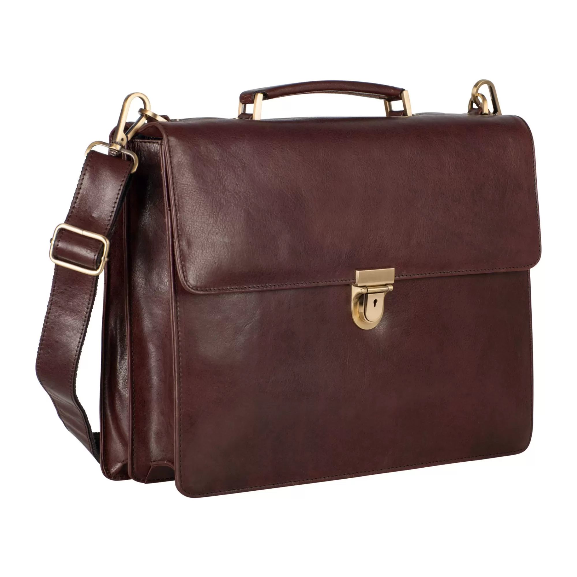 Best Sale Cambridge Briefcase 2 Compartments Red Brown Aktetassen