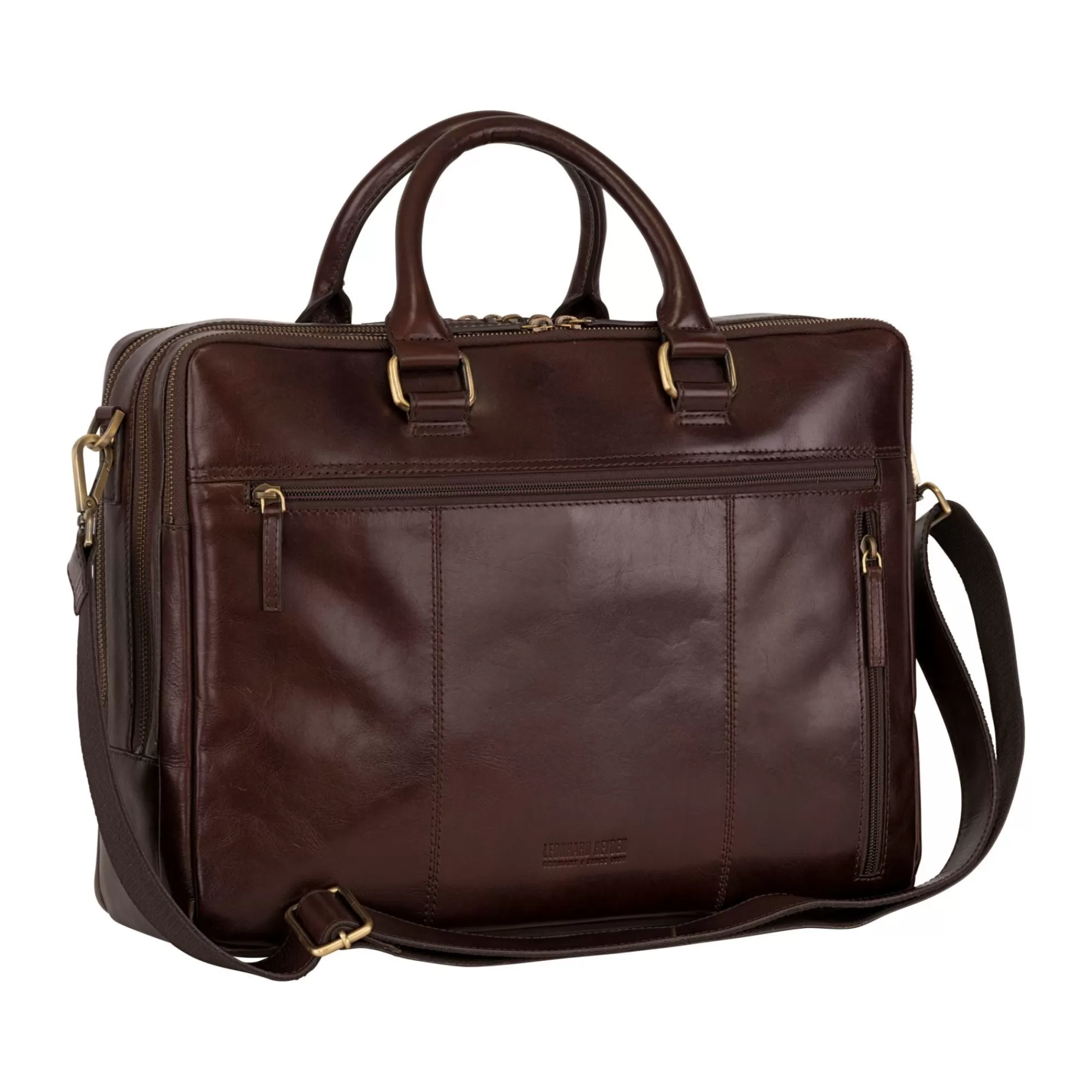 Clearance Cambridge Zipped Briefcase 3 Compartments Red Brown Laptoptassen