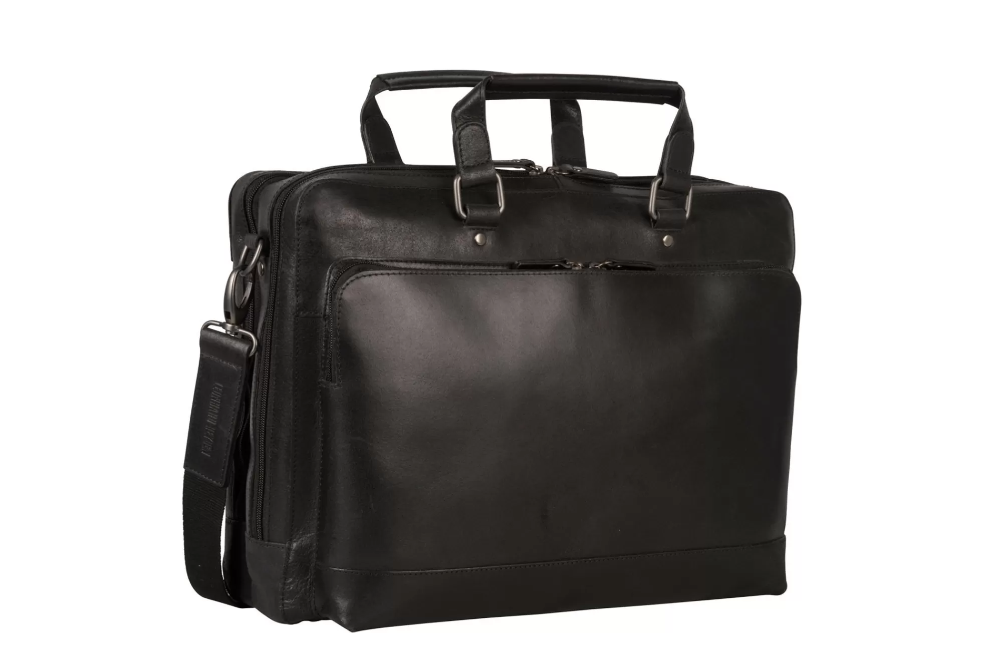 Fashion Dakota Zipped Briefcase 2 Compartments Black Laptoptassen