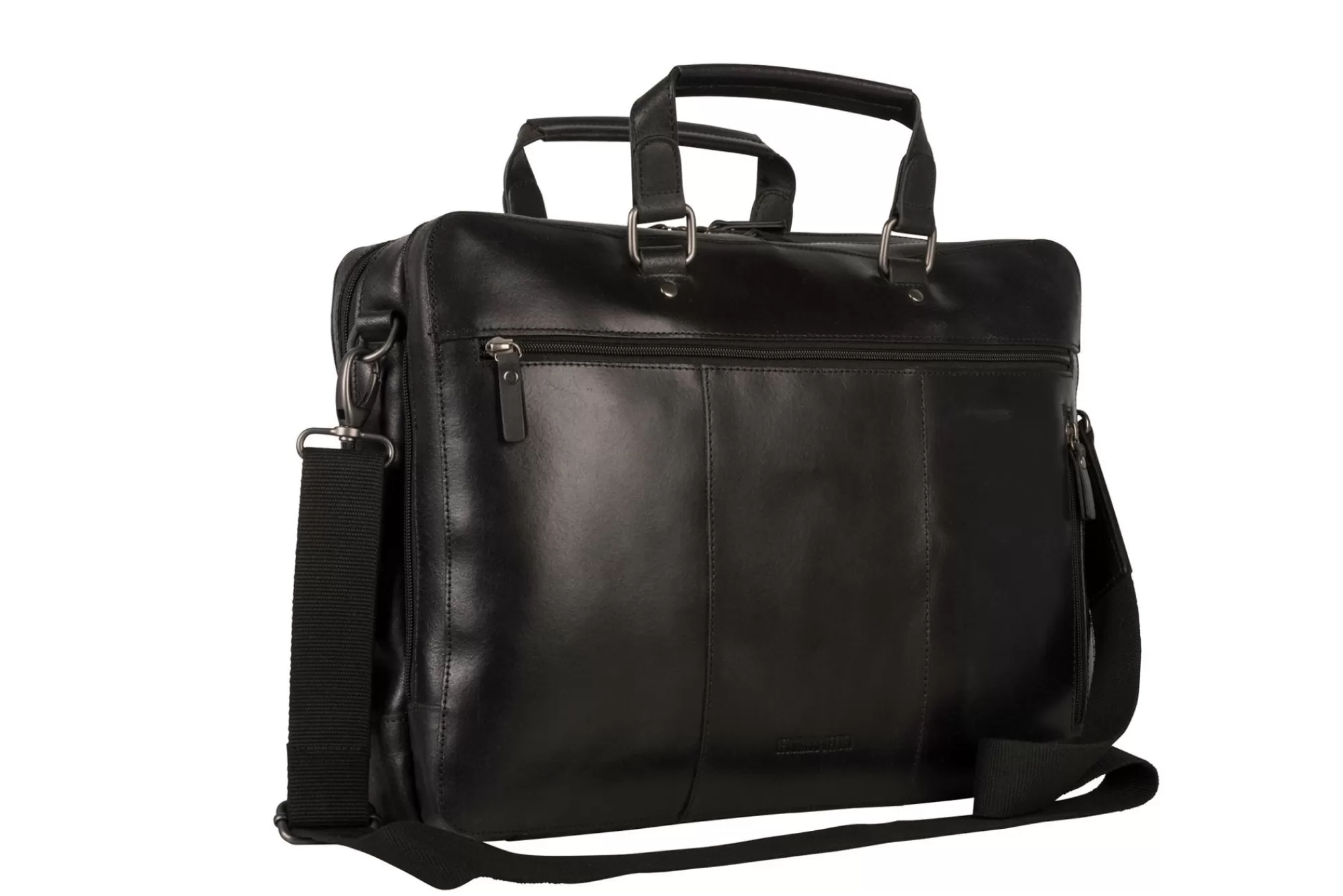 Fashion Dakota Zipped Briefcase 2 Compartments Black Laptoptassen