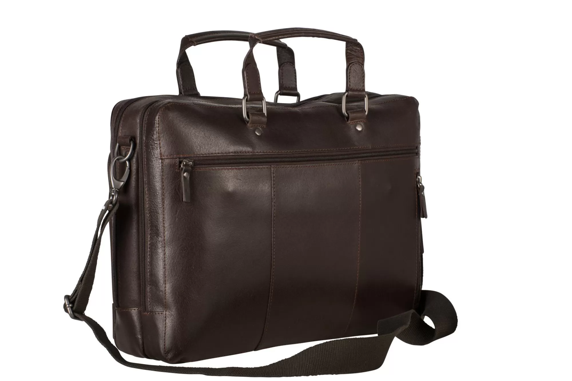 Discount Dakota Zipped Briefcase 2 Compartments Brown Laptoptassen