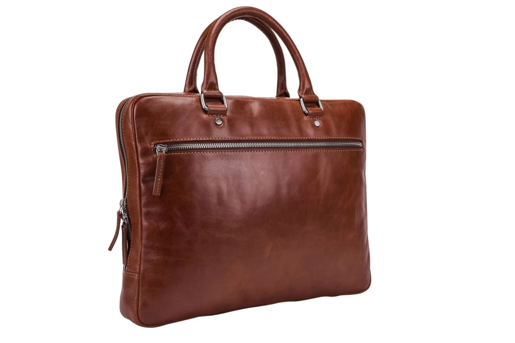 Cheap Cambridge Zipped Briefcase 1 Compartment Cognac Laptoptassen