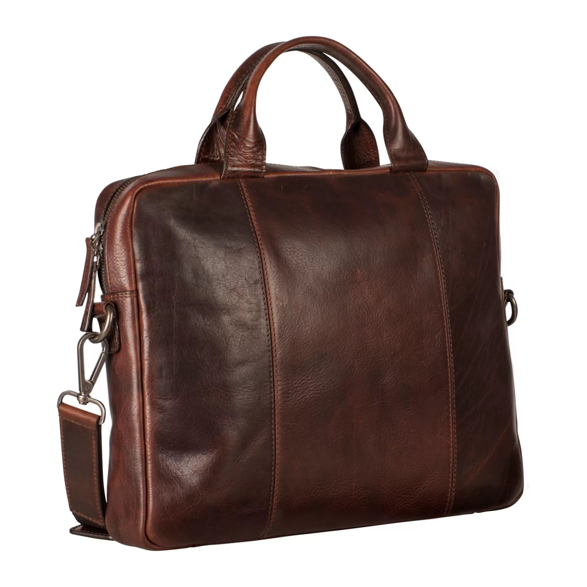 Cheap Roma Zipped Briefcase 1 Compartment Brown Laptoptassen