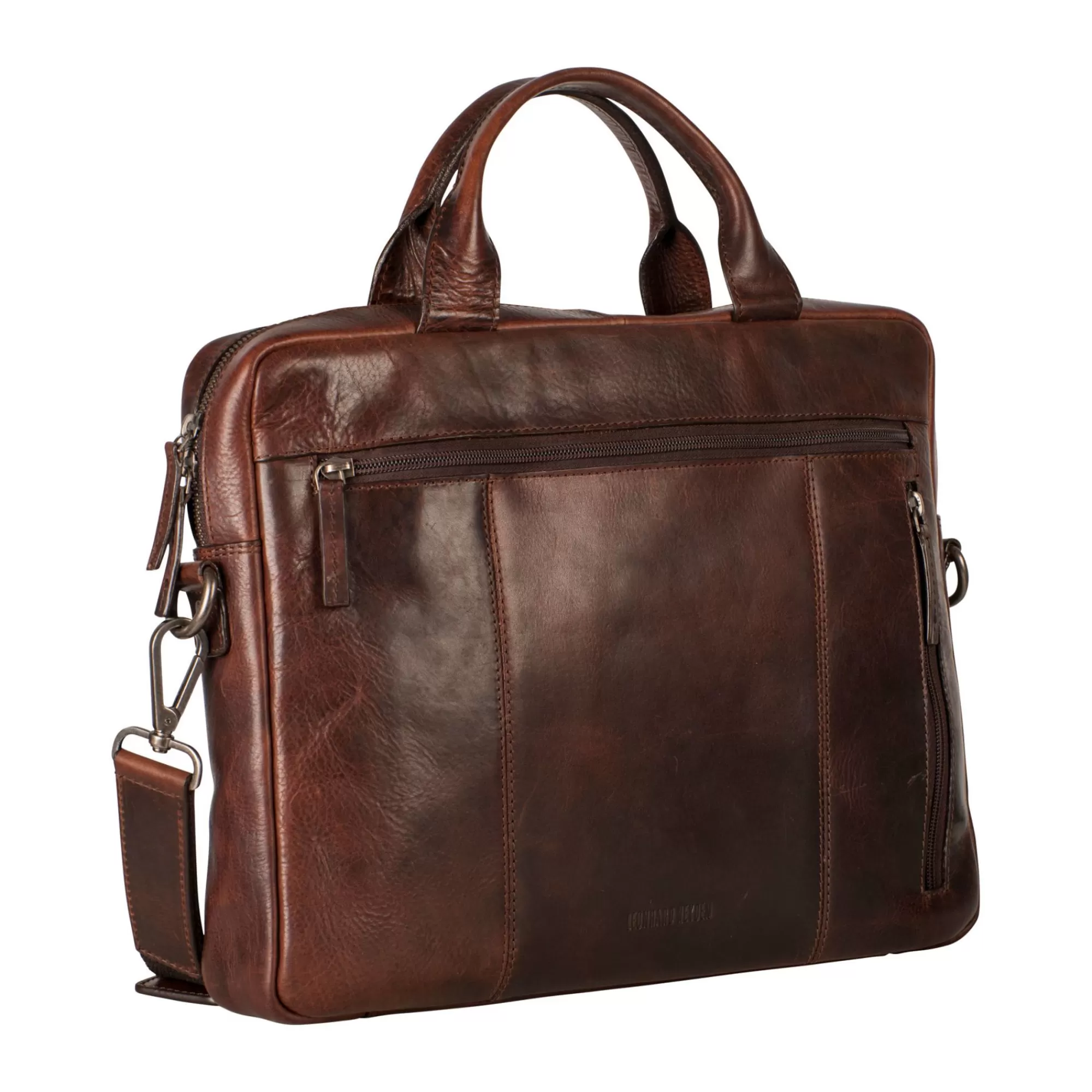 Cheap Roma Zipped Briefcase 1 Compartment Brown Laptoptassen