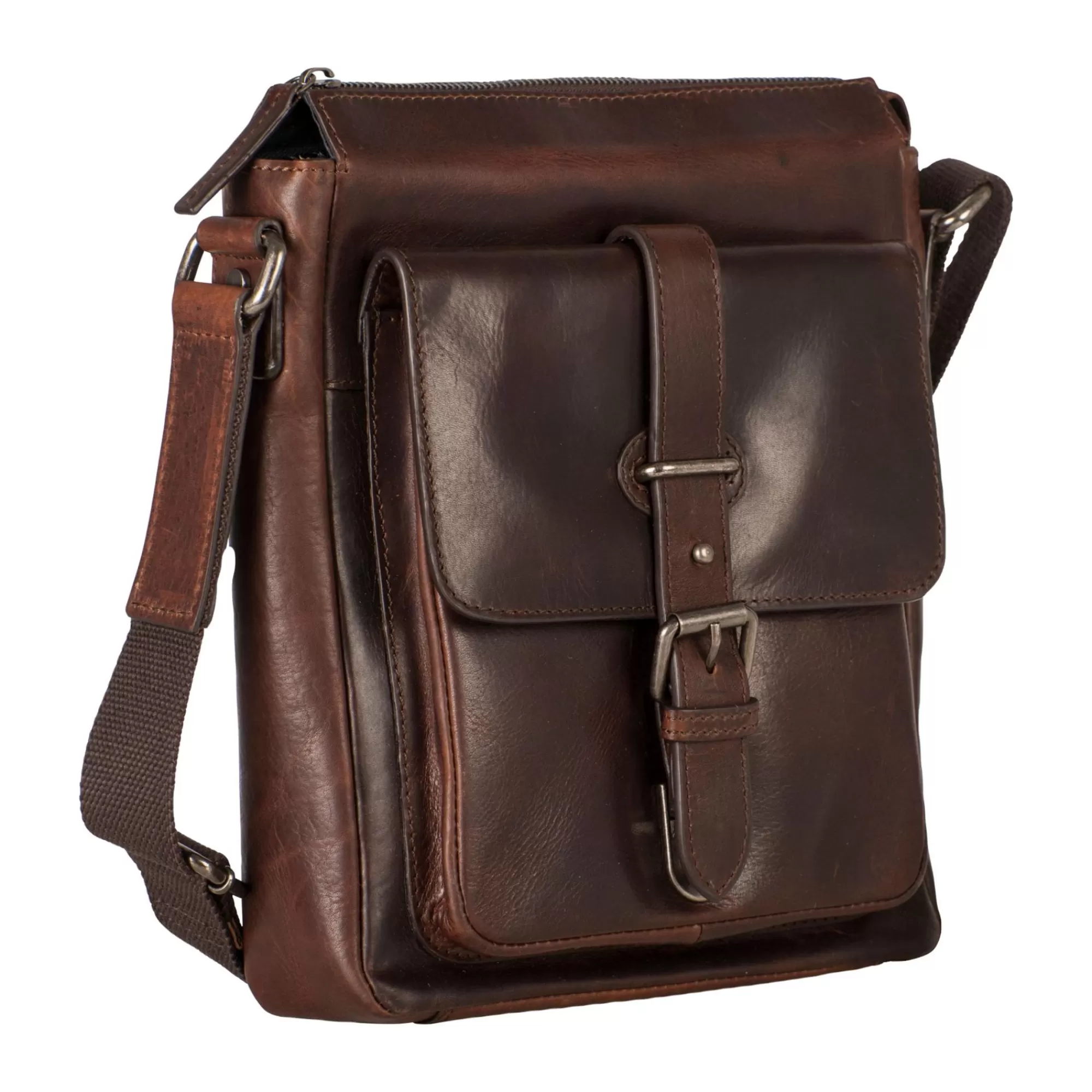 Hot Roma Zipped Messenger Bag S Brown Herentassen