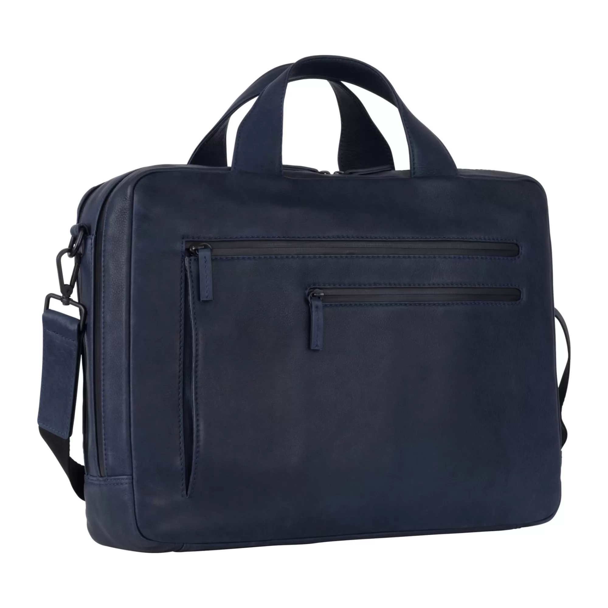 Clearance The Hague Zipped Briefcase 2 Compartments Blue Laptoptassen