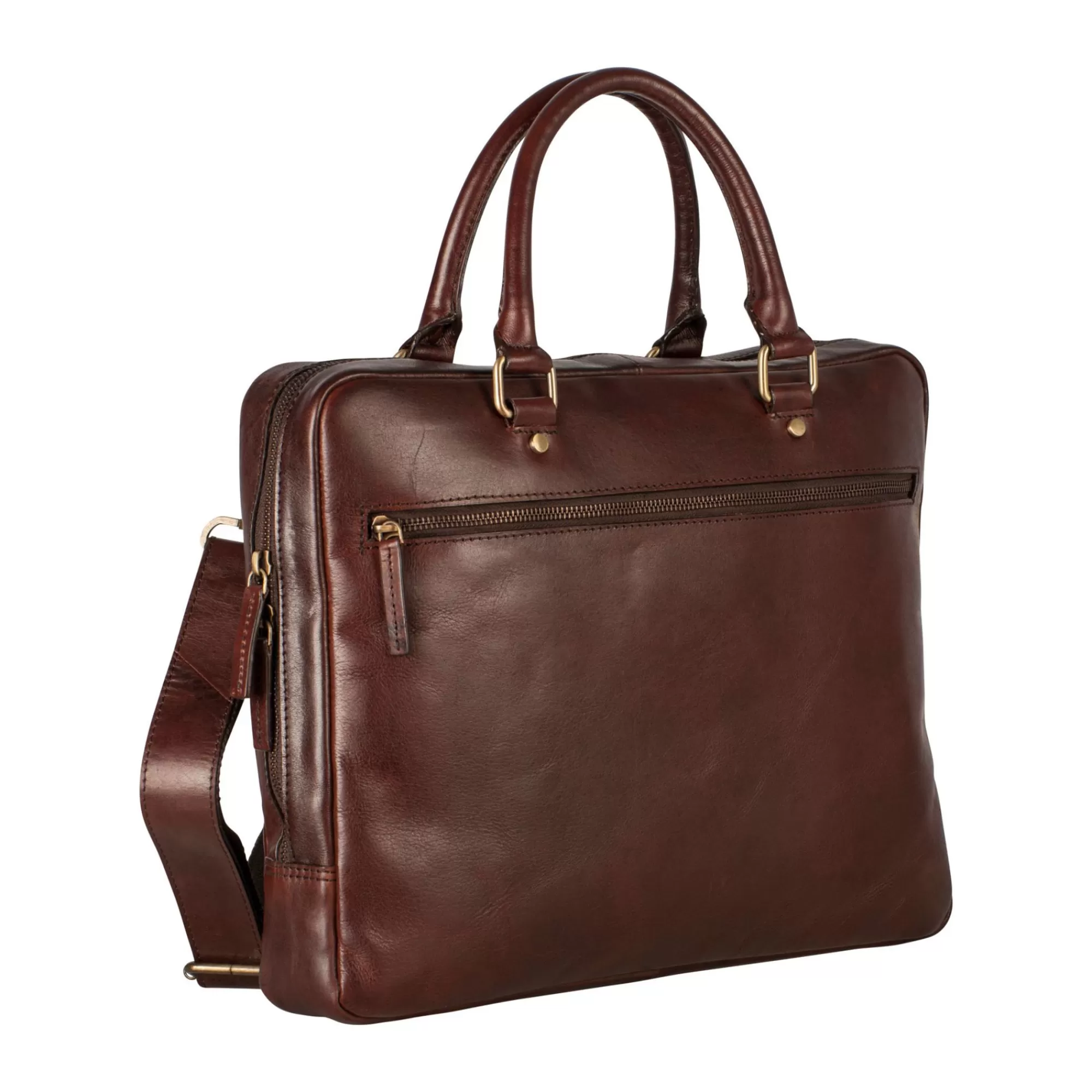 New Zipped Briefcase 1 Compartment Red Brown Laptoptassen