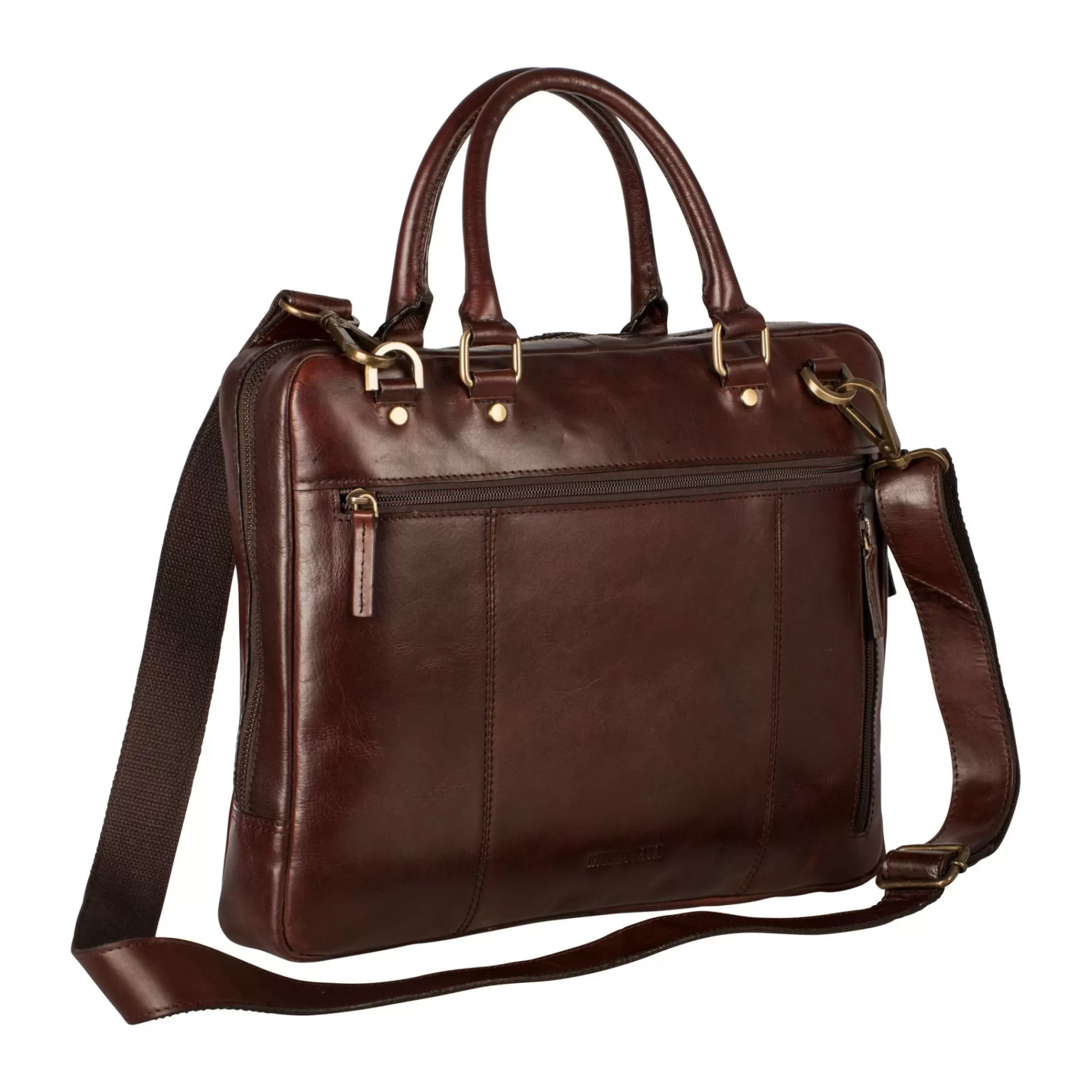 New Zipped Briefcase 1 Compartment Red Brown Laptoptassen