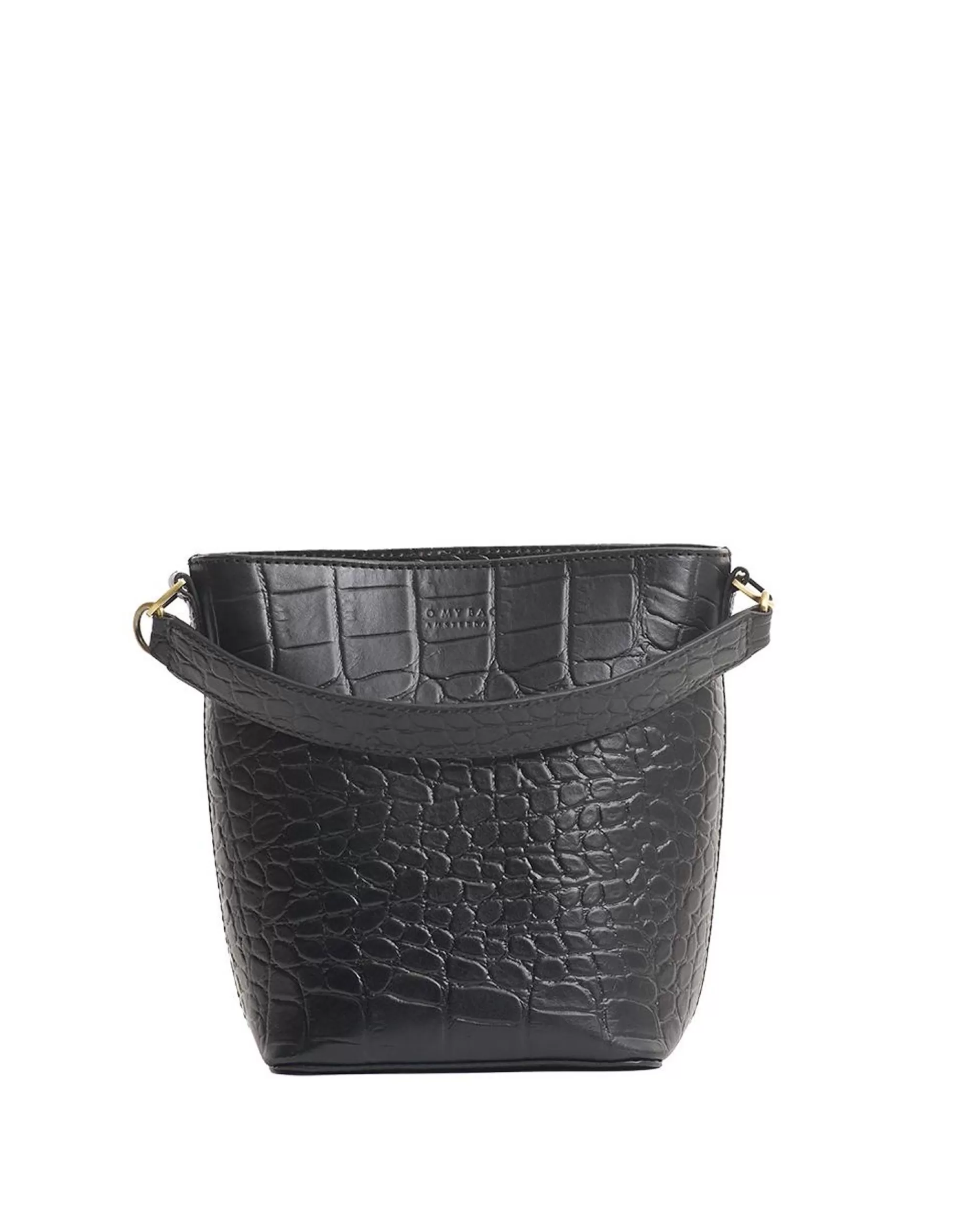 Shop Bobbi Bucket Bag Midi Black Croco Handtassen