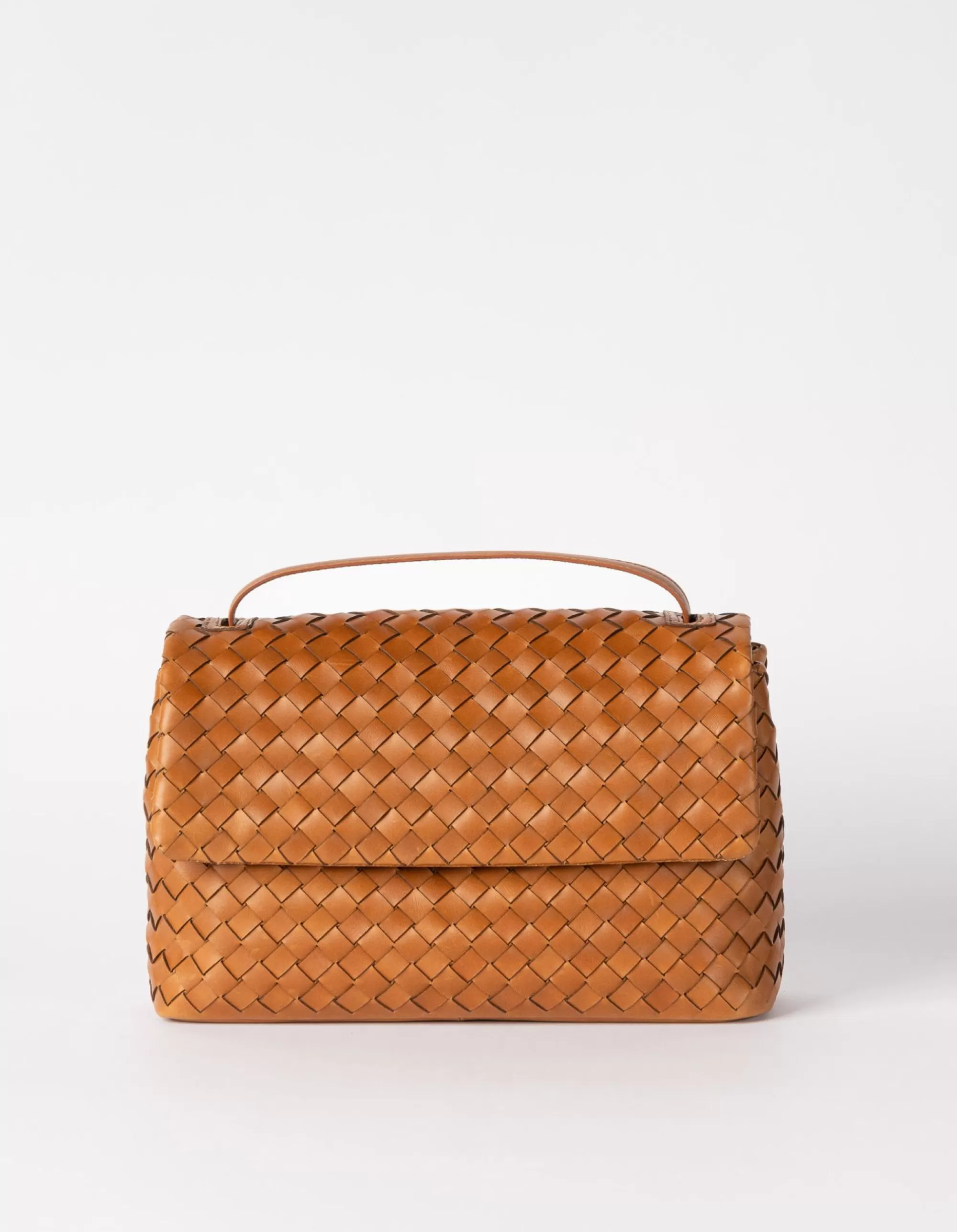 Clearance Kenzie Cognac Woven Classic Leather Schoudertassen