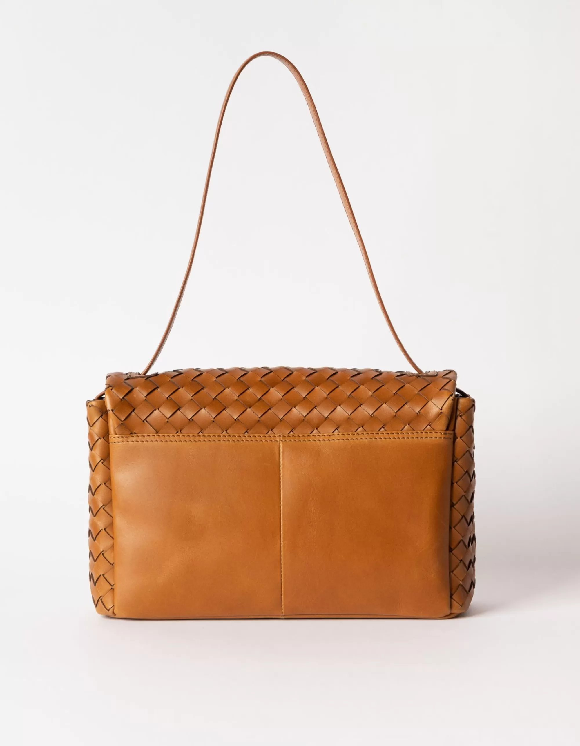 Clearance Kenzie Cognac Woven Classic Leather Schoudertassen