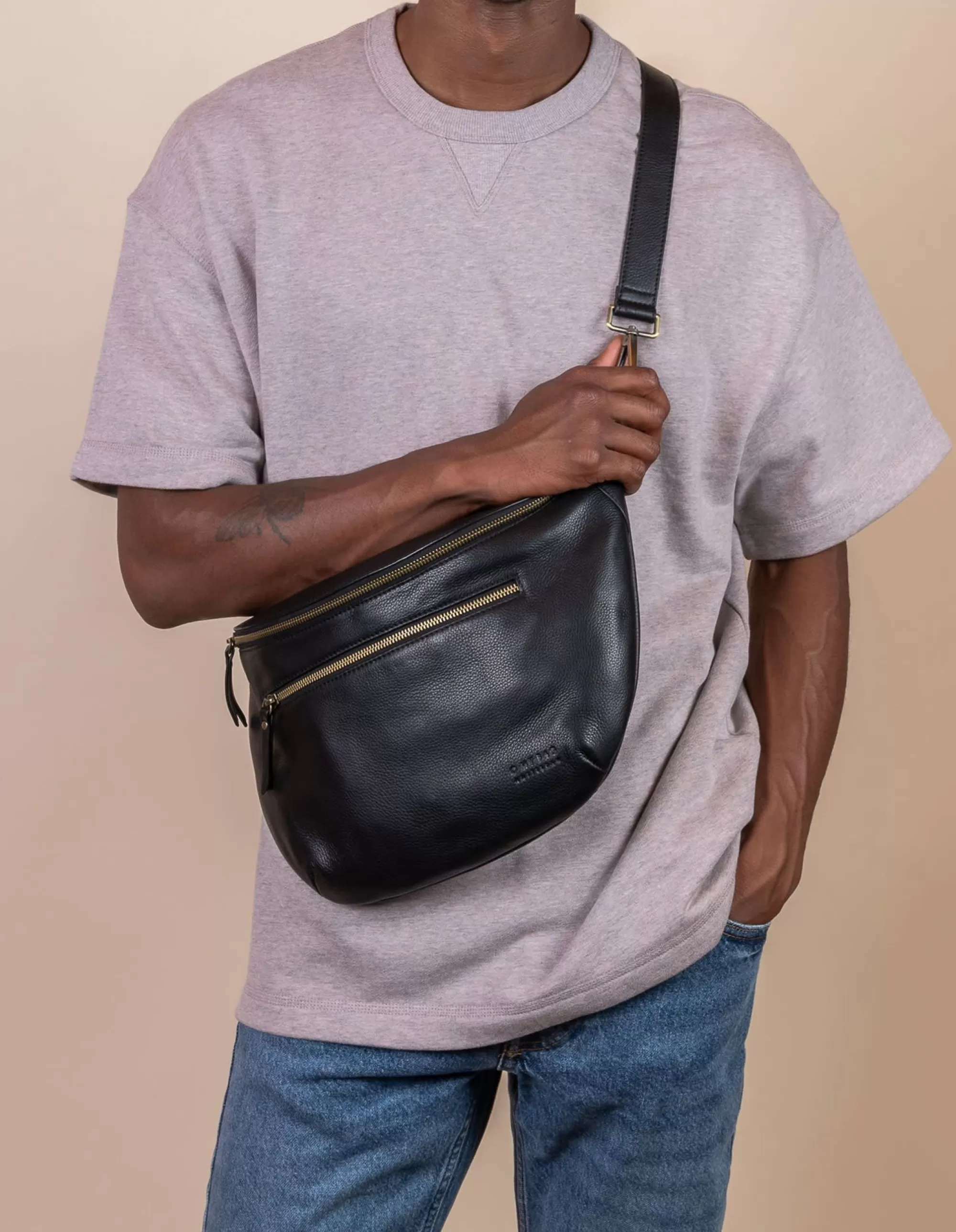 Store Drew Maxi Black Soft Grain Leather Heuptassen