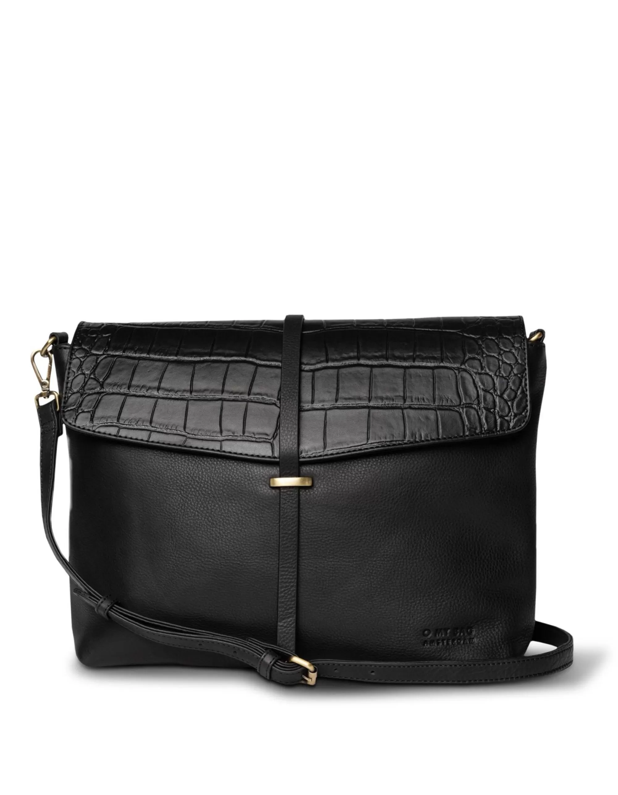 Sale Ella Soft Grain Black Croco Crossbodytassen
