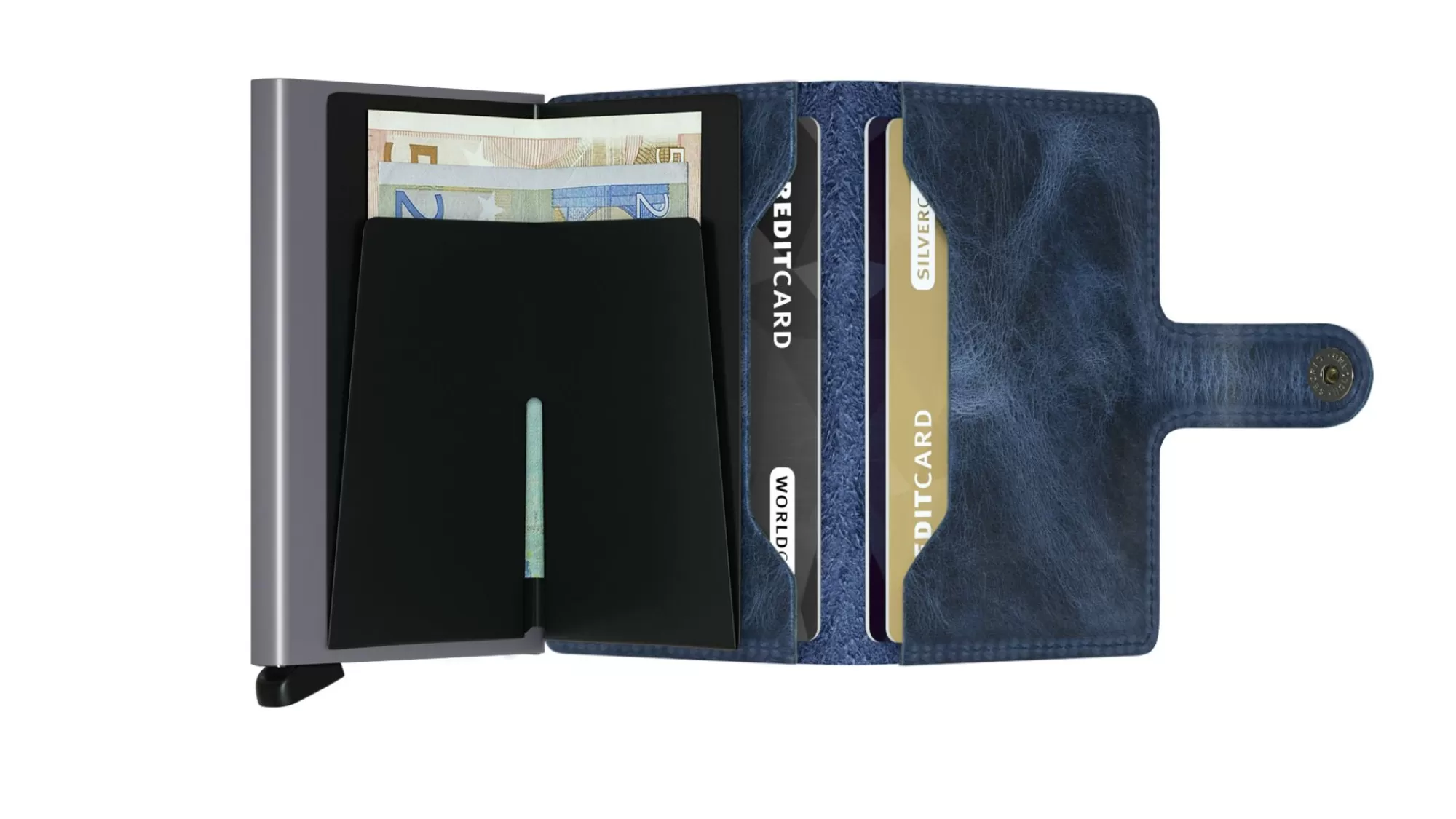 Online Miniwallet Vintage Blue Pasjeshouders