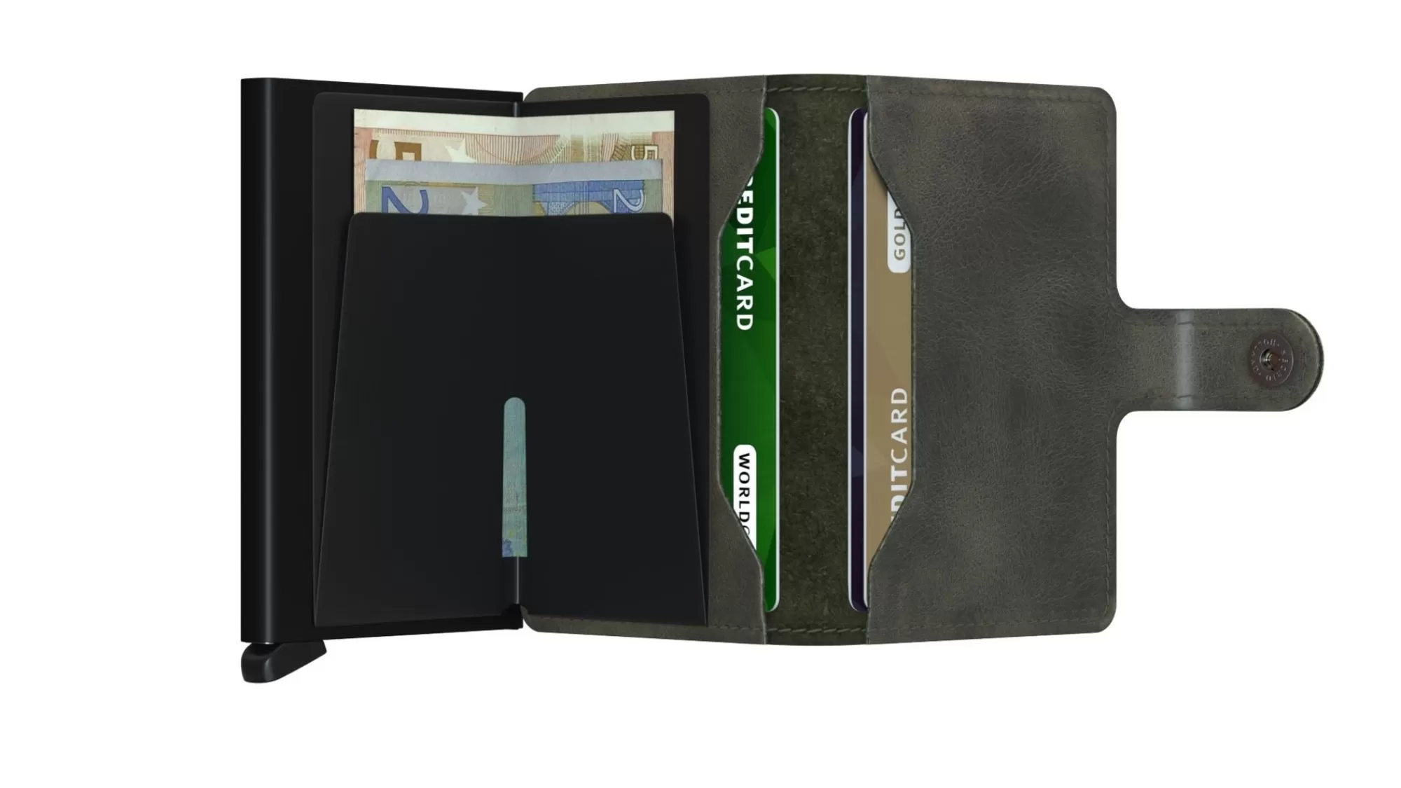 Discount Miniwallet Vintage Olive-Black Pasjeshouders