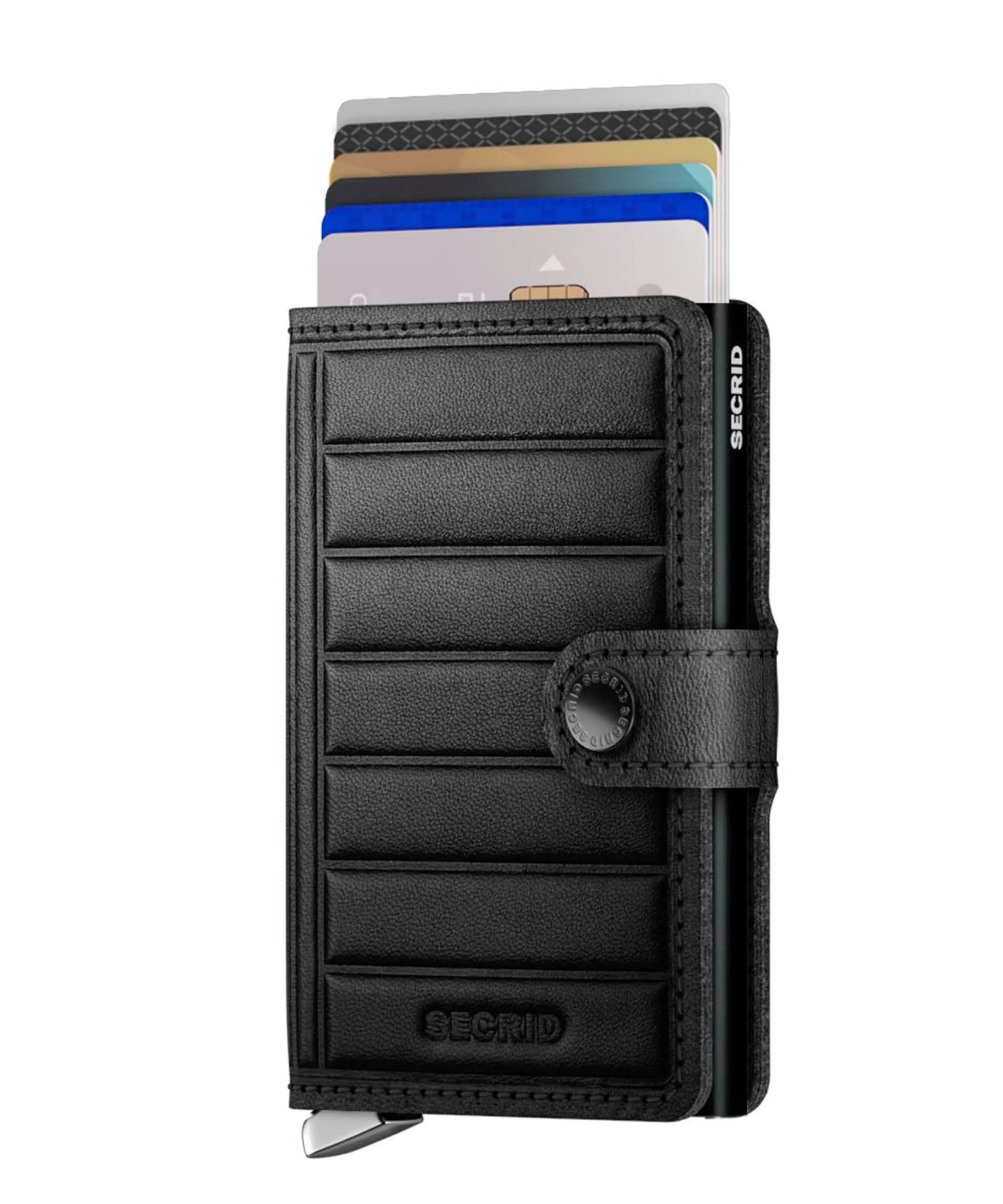 Clearance Premium Miniwallet Emboss Lines Black Pasjeshouders