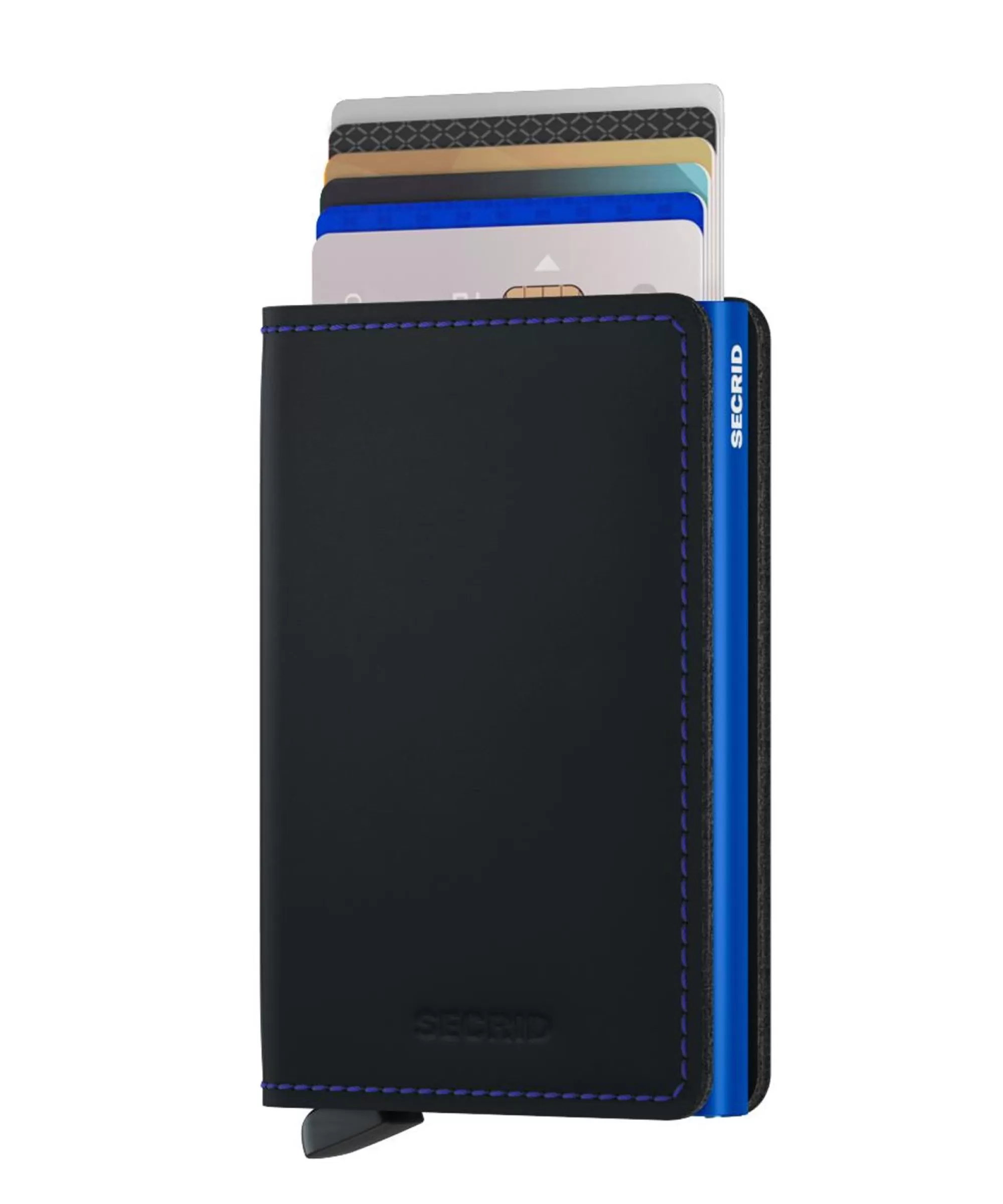 Fashion Slimwallet Matte Black Blue Pasjeshouders