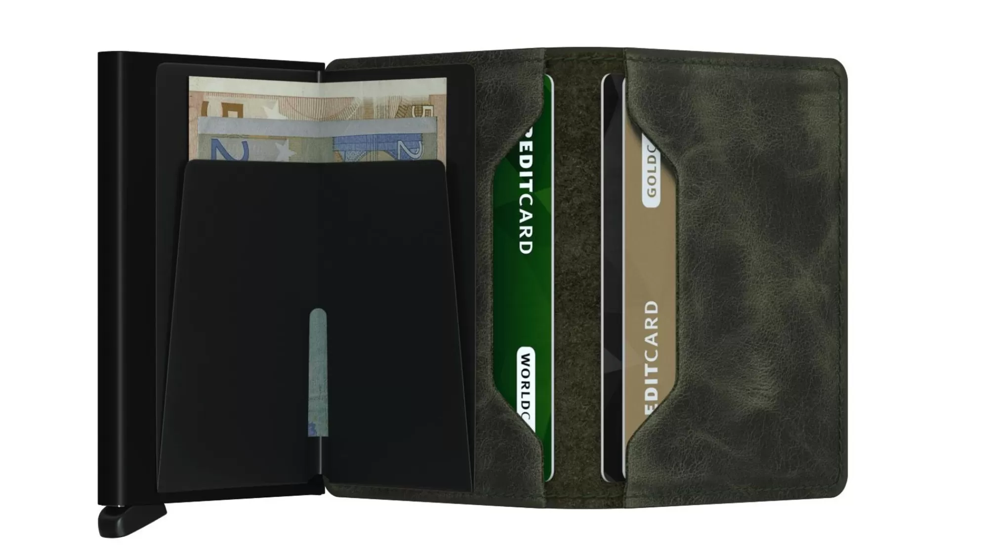 Sale Slimwallet Vintage Olive Black Pasjeshouders