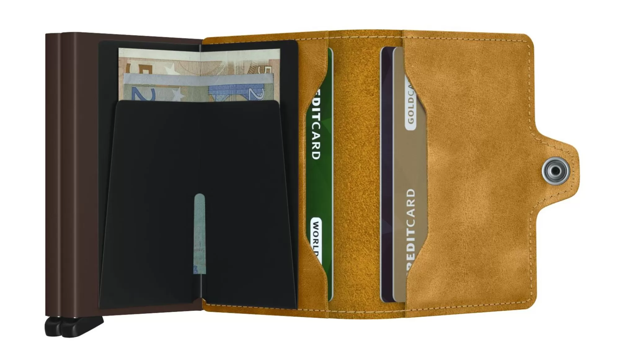 Store Twinwallet Vintage Ochre Pasjeshouders