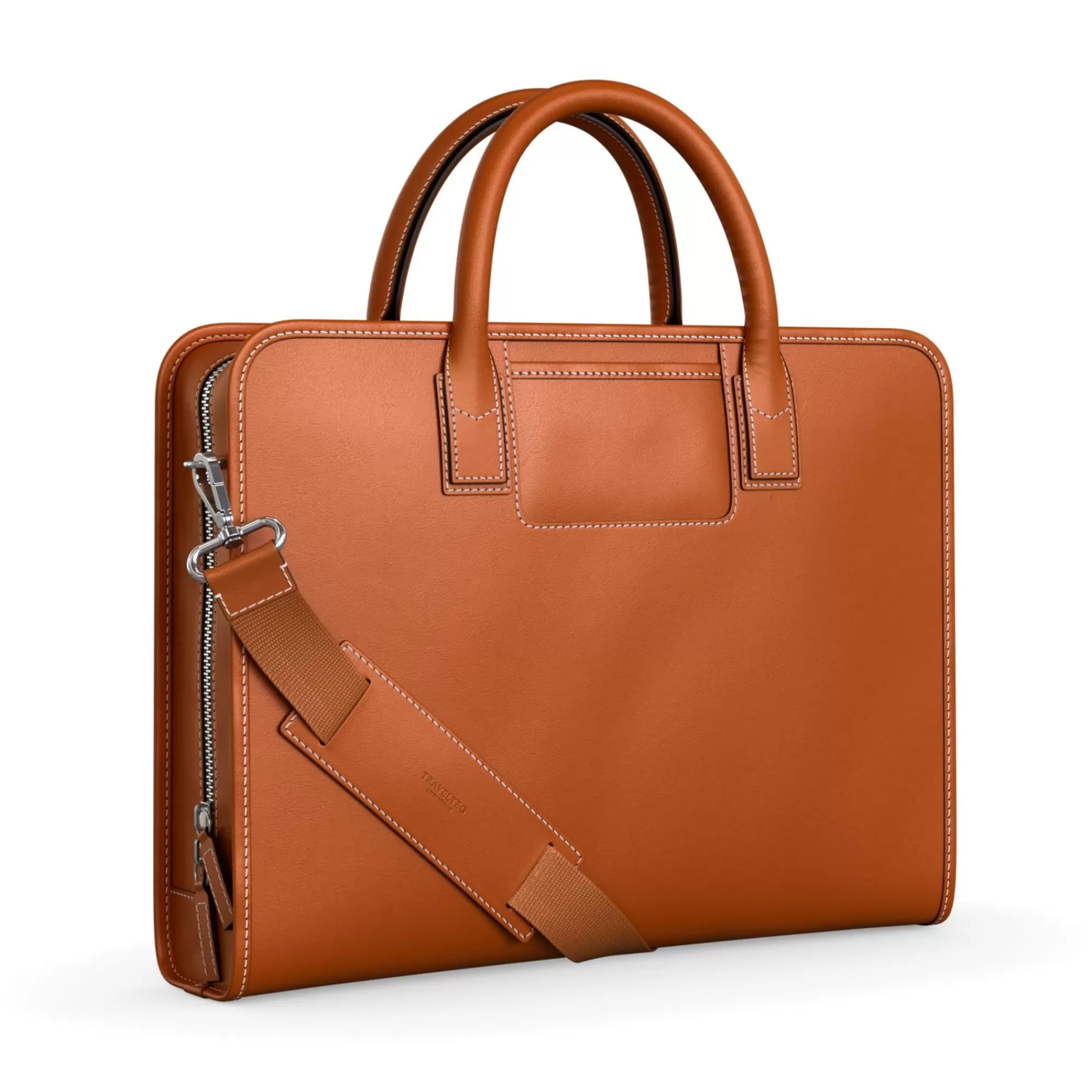 New All Leather Cognac Laptoptassen