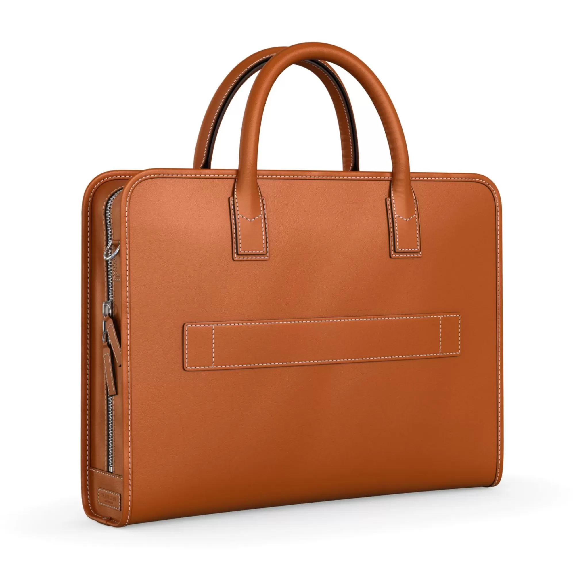 New All Leather Cognac Laptoptassen